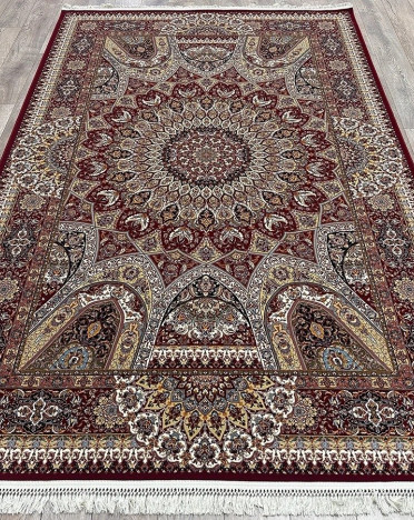 Ковер турецкий 3809 Абришим (Акрил - Хлопок, красный)