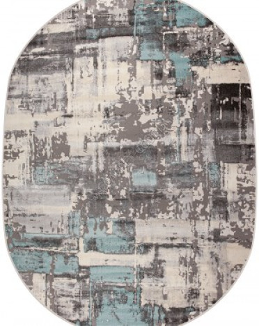 Ковер турецкий 36966X Avon (Полиэстер хит-сет, серый, голубой) овальный