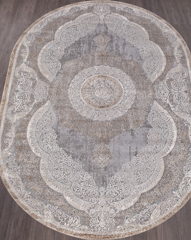 Ковер турецкий 03880C ARMINA овальный (Хит-сет, бежевый, серый)