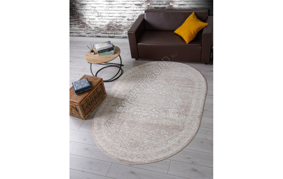 Ковер 04293A - BEIGE FDY / CREAM HB - Овал - коллекция NOVA